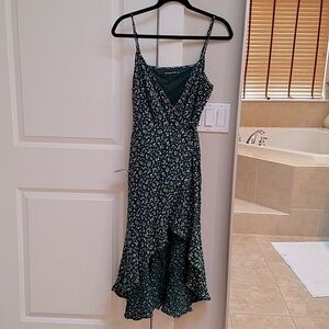 Abercrombie Green and White Floral print strappy wrap dress